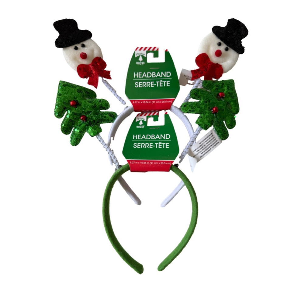 NWT set of 2 Holiday Headbands Snow man and Christmas Tree